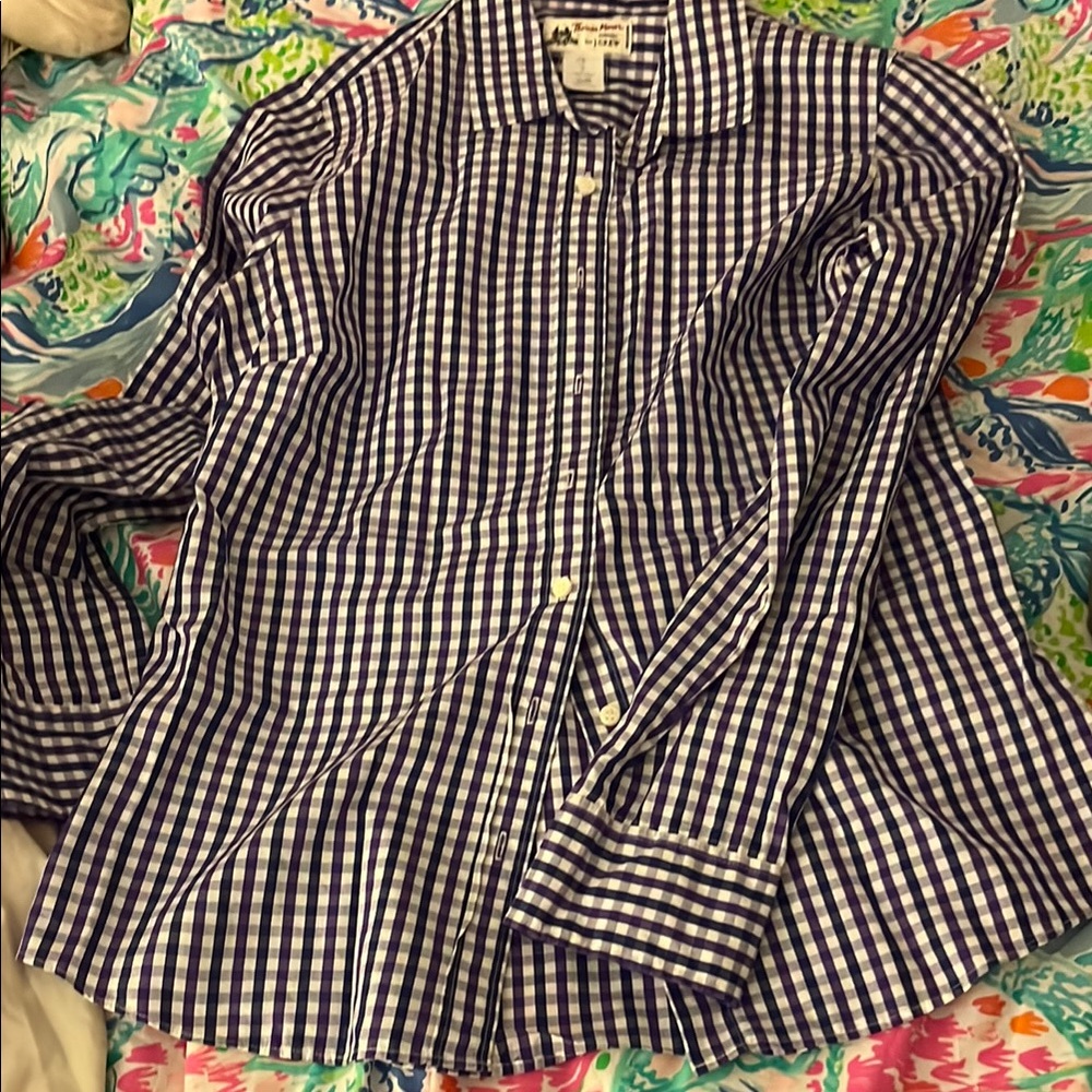 J. Crew Blue Button Down Shirt Classic Gingham
